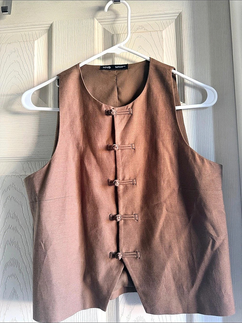 Mango Brown Button Front Vest Size XS Like New